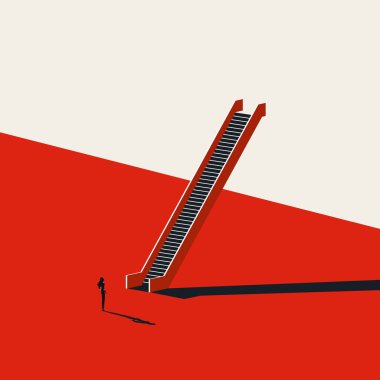 İş kadını kariyer vektörü konsepti. Hırs, motivasyon ve mücadelenin sembolü. En küçük illüstrasyon.