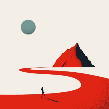 İş hırsı ve hedef başarı vektörü konsepti. Liderliğin sembolü, motivasyon. En küçük illüstrasyon.