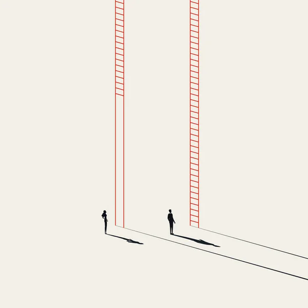 Неравенство бизнеса в карьере, векторная концепция. Символ неравной корпоративной лестницы, дискриминации. Минимальная иллюстрация. — стоковый вектор