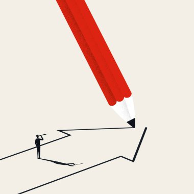 Ticari yaratıcı vizyon ve çözüm vektörü konsepti. Yaratıcılığın, liderliğin sembolü. En küçük illüstrasyon.