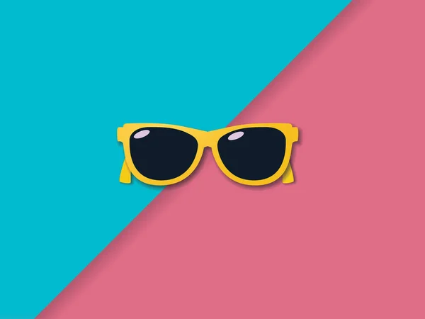 Verano y gafas de sol vector concepto. Símbolo de vacaciones, hoilday, diversión y relax. Ilustración mínima. — Vector de stock
