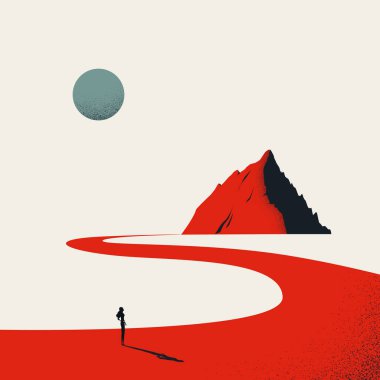 İş hırsı ve hedef başarı vektörü konsepti. Liderliğin sembolü, motivasyon. En küçük illüstrasyon.