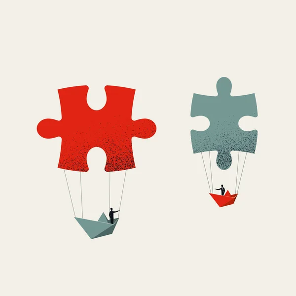 Ondernemingssamenwerking en onderhandelingsconcept. Symbool van teamwork, creatieve oplossingen. Minimale illustratie. — Stockvector