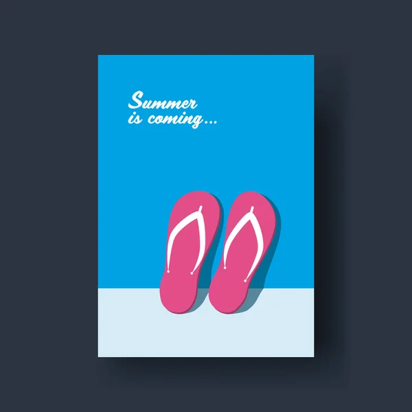 最小限のデザインイラストと夏のカードベクトルテンプレート。休暇の象徴、リラックス。壁に対してフリップ. — ストックベクタ