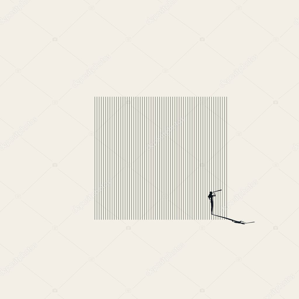 Looking for freedom vector concept. Symbol of escape, vision, dreaming. Minimal illustration.