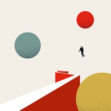 İş kariyeri ya da seyahat vektörü konsepti. Başarının, hırsının, motivasyonunun sembolü. En küçük illüstrasyon.