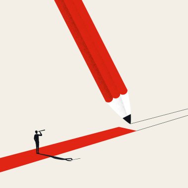 İş görüşü ve yön vektörü kavramı. Geleceğin sembolü, fırsat, başarı. En küçük illüstrasyon.