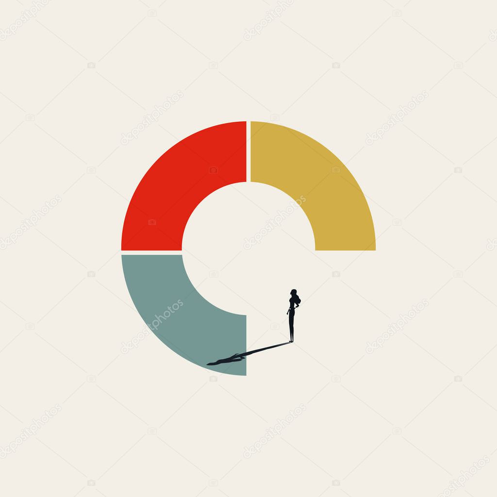 Business market share pie chart vector concept. Symbol of analysis, strategy, finance. Minimal illustration.