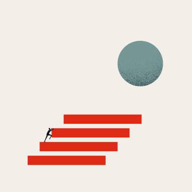 İş kariyeri vektör konseptine tırmanır. Kurumsal merdiven, hırs ve motivasyonun sembolü. En küçük illüstrasyon.