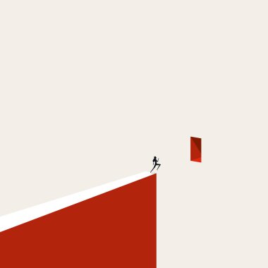 İş kariyerinde sıçrama ya da sıçrama. Meydan okumanın, fırsatın, gelişmenin sembolü. En küçük illüstrasyon.