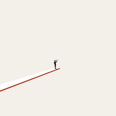 İş görüşü ve gelecekteki vektör kavramı. Kariyer gelişimi, yolculuk, hırs ve motivasyonun sembolü. En küçük illüstrasyon.