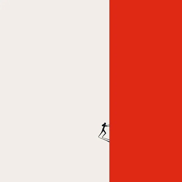 Femme d'affaires puissance et force concept vectoriel. Symbole de féminisme, succès, défi. Illustration minimale. — Image vectorielle