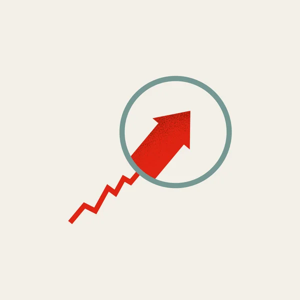 Unternehmensinvestitionen und Marktanalyse, Vektorkonzept. Symbol für Profit, Geldverdienen, Erfolg. Minimale Illustration. — Stockvektor