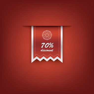 Elegant Christmas vertical ribbon tags with discount symbols. Eps10 vector illustration.