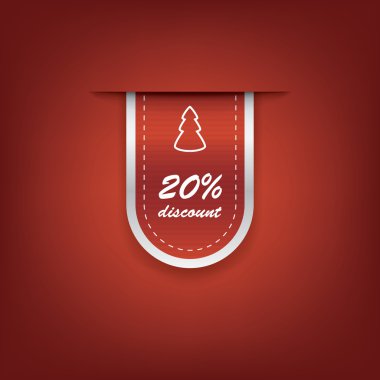 Elegant Christmas vertical ribbon tags with discount symbols. Eps10 vector illustration.