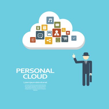Personal cloud computing concept for private and business. Eps10 vector illustration.