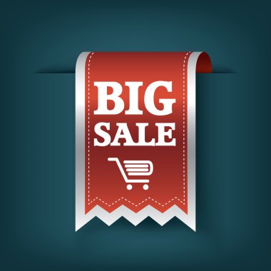 Big sale 3d vertical ribbon bookmark tag element for sales promotion.