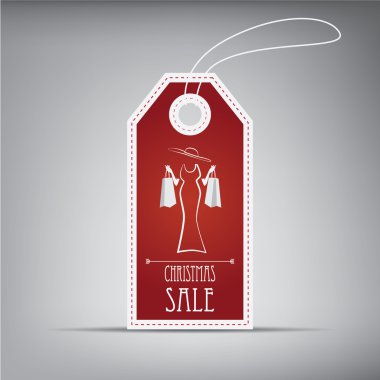 Christmas sales tag with vintage elements. Eps10 vector illustration.