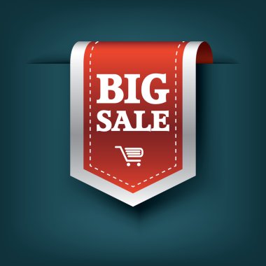 Big sale 3d vertical ribbon bookmark tag element for sales promotion.