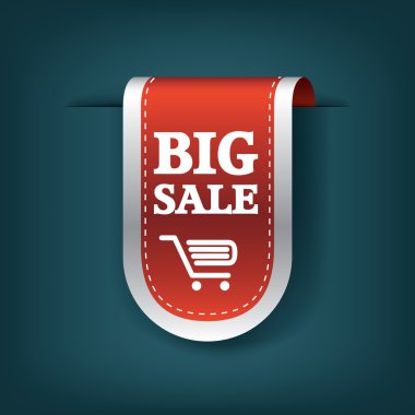 Big sale 3d vertical ribbon bookmark tag element for sales promotion.