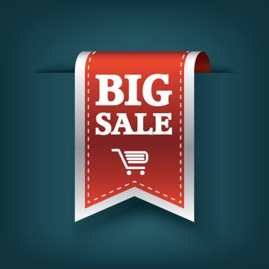 Big sale 3d vertical ribbon bookmark tag element for sales promotion. clipart