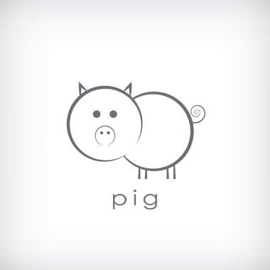 Cute little pig symbol in simple outlines suitable for corporate identity