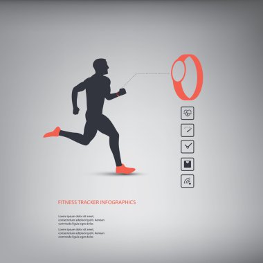 Fitness tracker or smart watch wearable technology infographics with set of icons for fitness trackers.