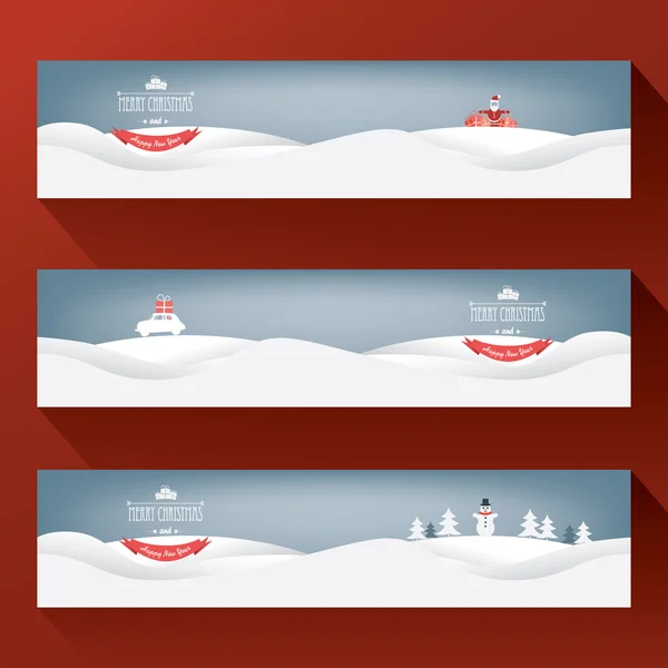 Three horizontal christmas landscape banners. Eps10 vector illustration. — Stockový vektor