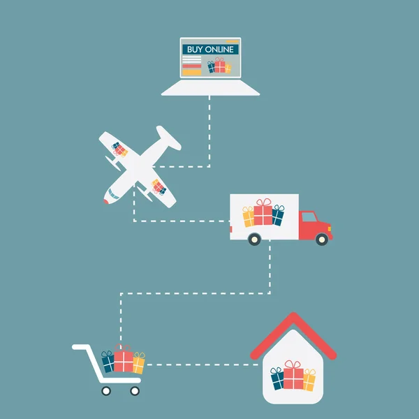 Christmas presents delivery infographics. Eps10 vector illustration. — 图库矢量图片