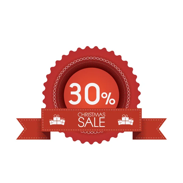 Christmas sales badge with ribbons. Eps10 vector illustration. — Stok Vektör