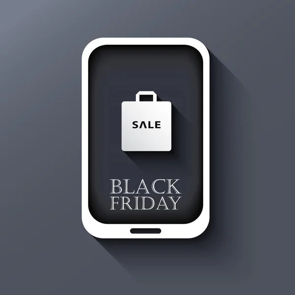 Black Friday sales invitation in smartphone. Eps10 vector illustration. — 스톡 벡터
