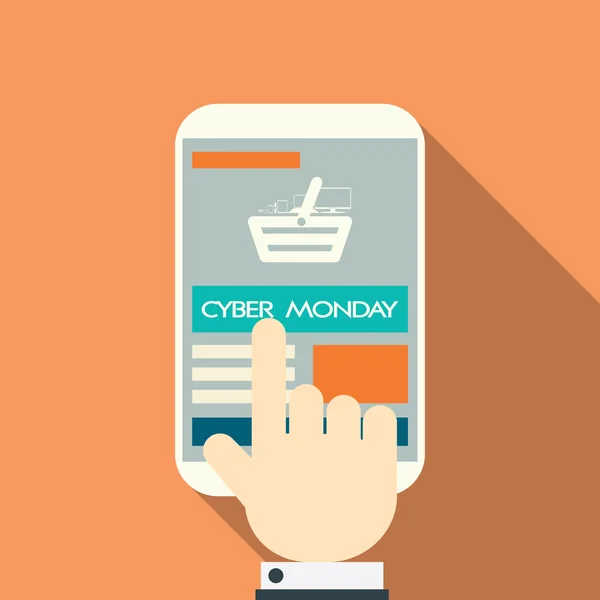 Cyber Monday sales symbols on various devices. — Stok Vektör