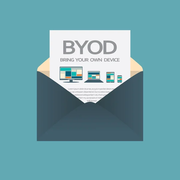 Bring your own device, BYOD, concept illustration — Stockvector