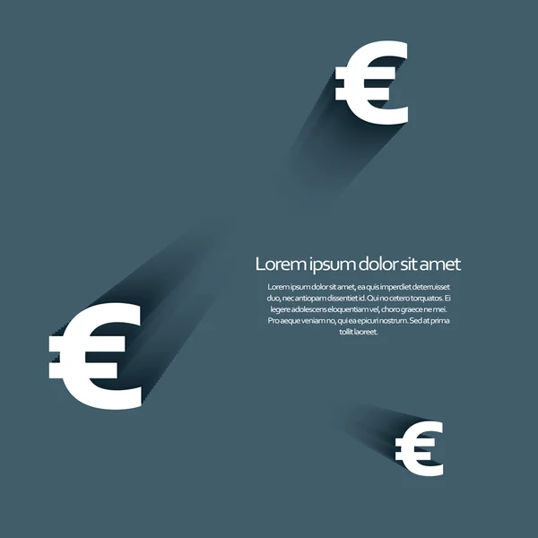 Euro currency sign with long shadow and 3d effect. — Stockvector