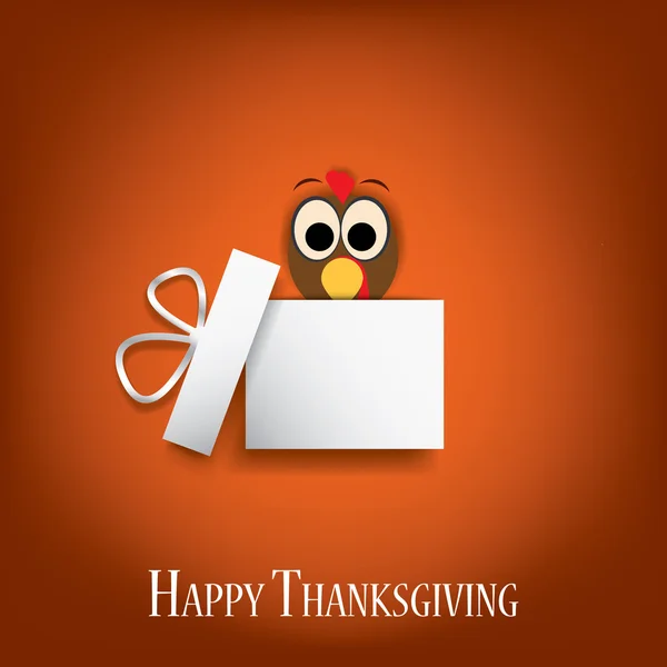 Carte de Thanksgiving design vectoriel avec dinde traditionnelle en boîte cadeau. adapté aux cartes, flyers, affiches, invitations — Image vectorielle