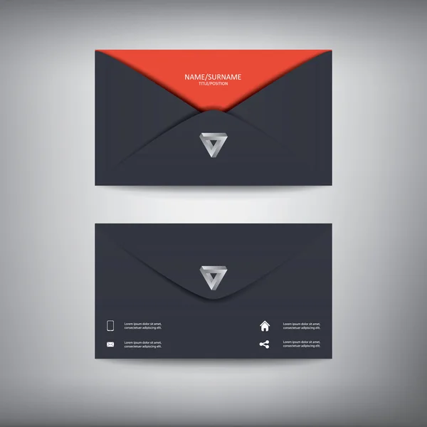 Modern creative business card template in envelope shape, flat design.
