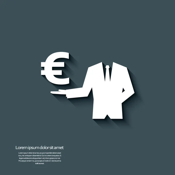 Euro currency sign with long shadow and 3d effect. — Stockvector