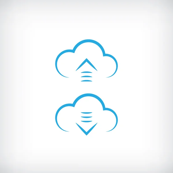Cloud computing télécharger et télécharger des symboles ou des icônes informatiques . — Image vectorielle