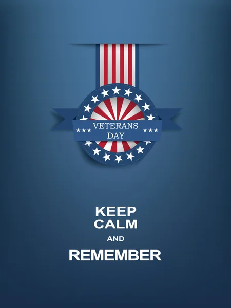 Veterans day motivational poster with medal badge — Stok Vektör