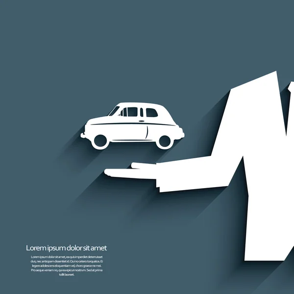 Car sale banner with car symbol and businessman — Stockvector