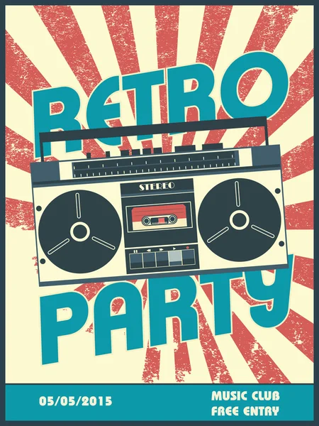 Retro parti müzik afiş tasarımı vintage tarzı ve ekipmanları.