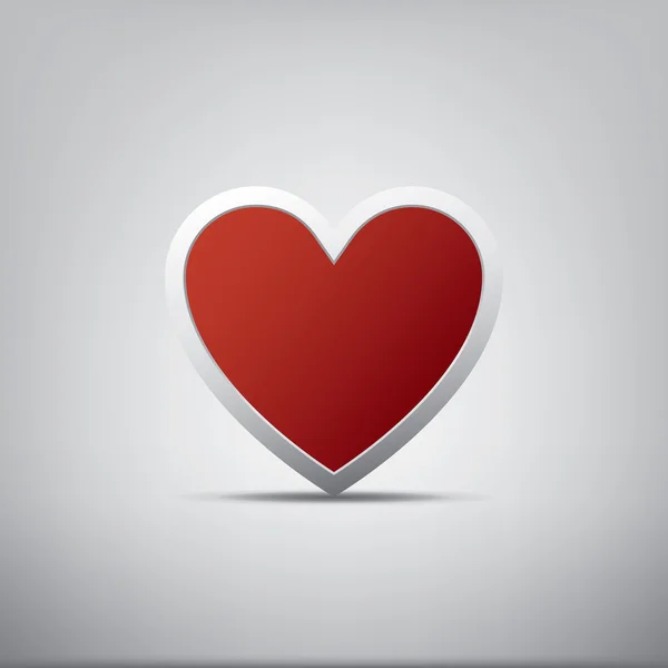 San Valentino cuore simbolo di amore e romanticismo in realistica forma 3D isolato su sfondo grigio . — Vettoriale Stock
