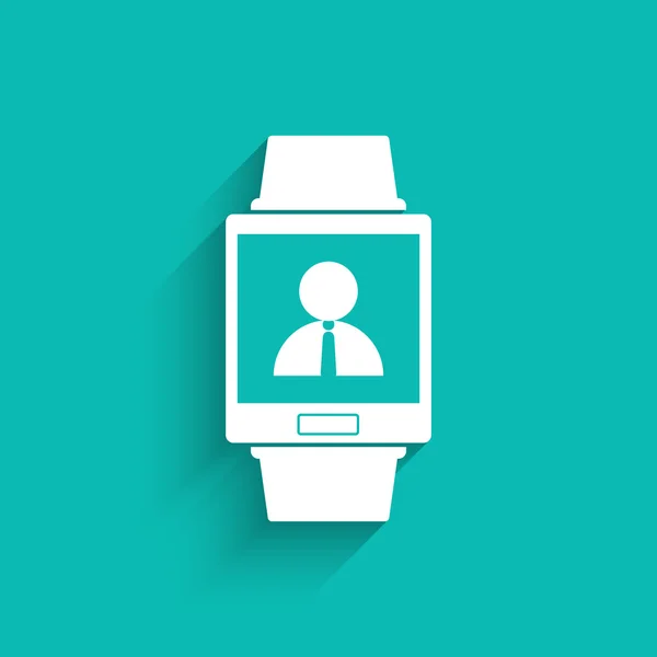 Smartwatch wearable technology symbol with icon for person contacts application — Stock vektor