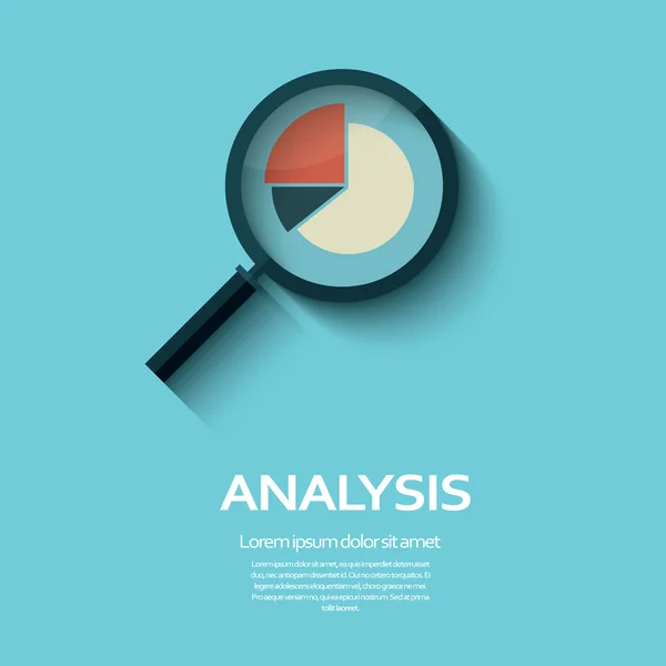 Símbolo de análisis empresarial con icono de lupa y gráfico circular . — Vector de stock