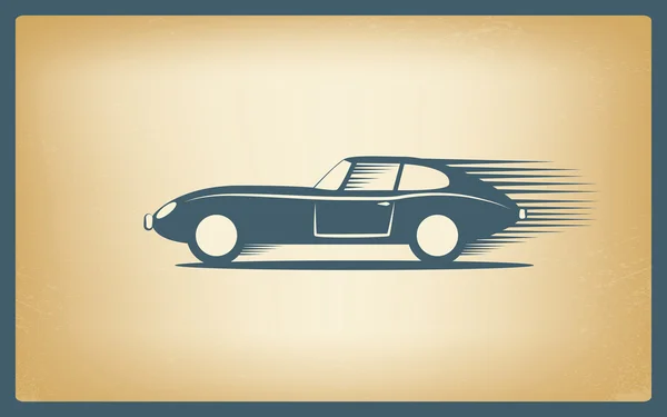 Vintage σπορ αυτοκίνητο σε παλιό φθαρμένο χαρτί φόντο με ταχύτητα επίδραση. — Διανυσματικό Αρχείο