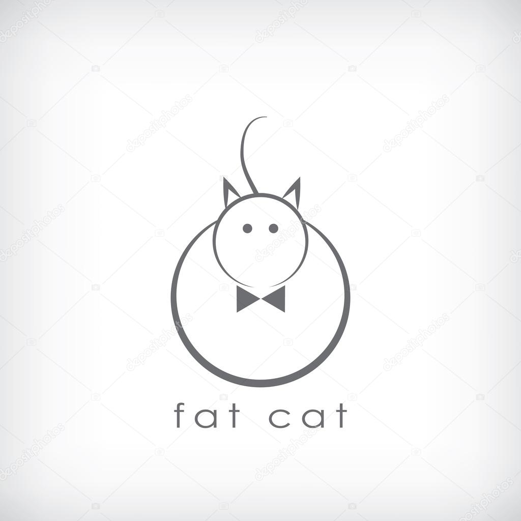 Fat cat symbol in simple lines design.