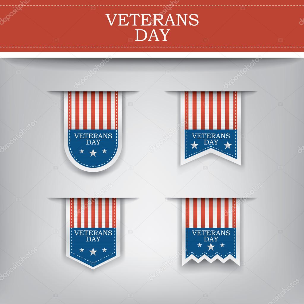Veterans day ribbon elements for websites.