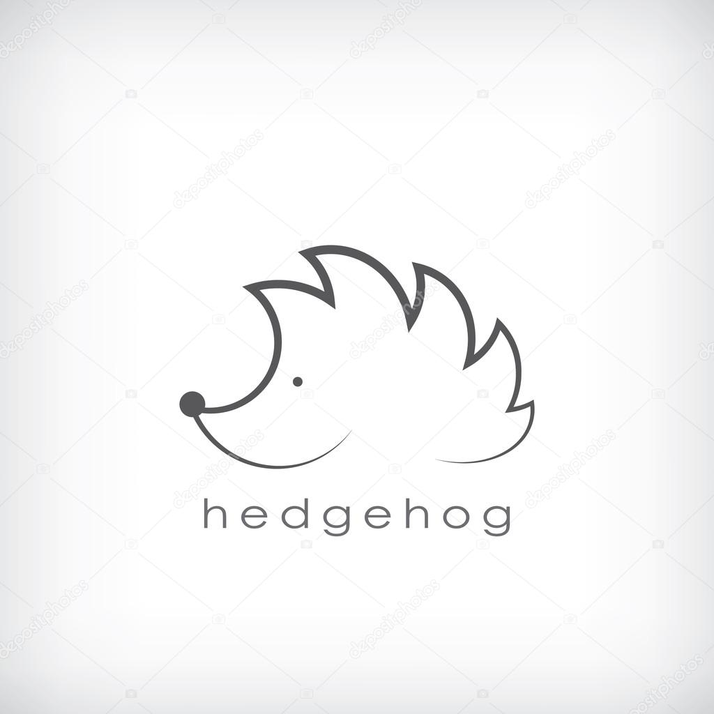 Cute little hedgehog symbol in simple outlines suitable for corporate identity