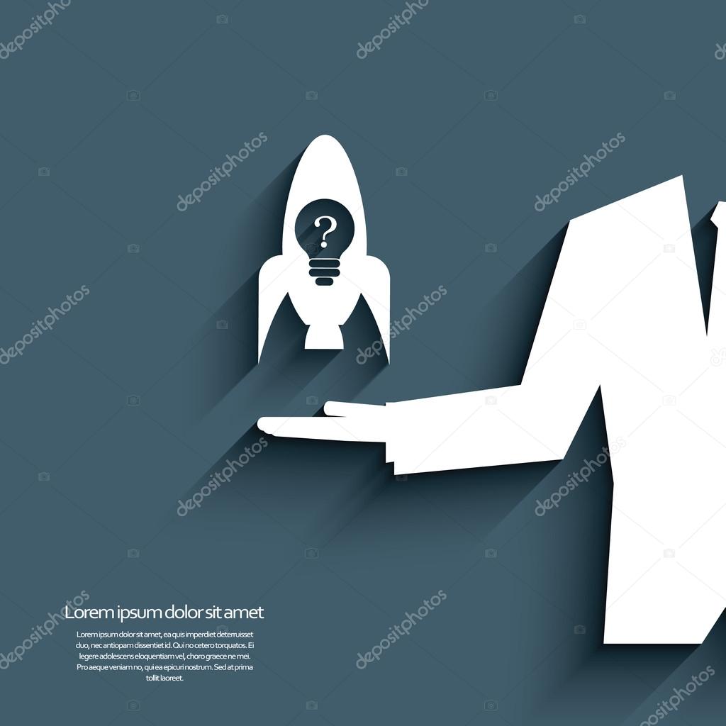 Start up symbols with rocket and professional businessman.