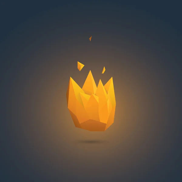 Símbolo del elemento fuego. Bajo diseño de poli 3d. Llama como signo de peligro o poder . — Vector de stock